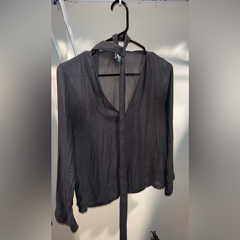 Black Blouse with Neck tie/scarf